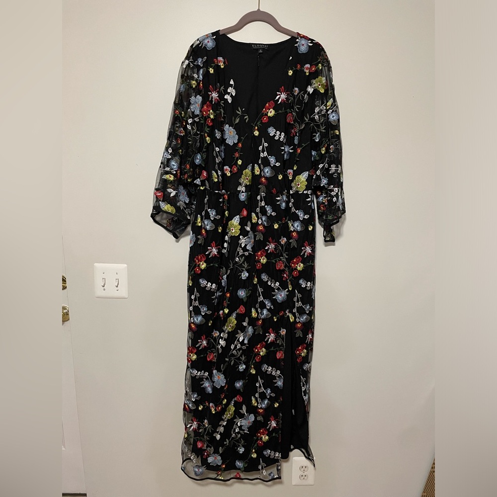 Eloquii Formal Floral Embroidered Dress
